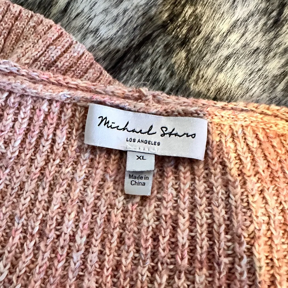 Michael Stars Dom Vneck Pullover Sweater Pink/Red - Picture 5 of 6